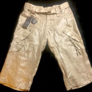 Armani Exchange Gold Linen Bermudas
